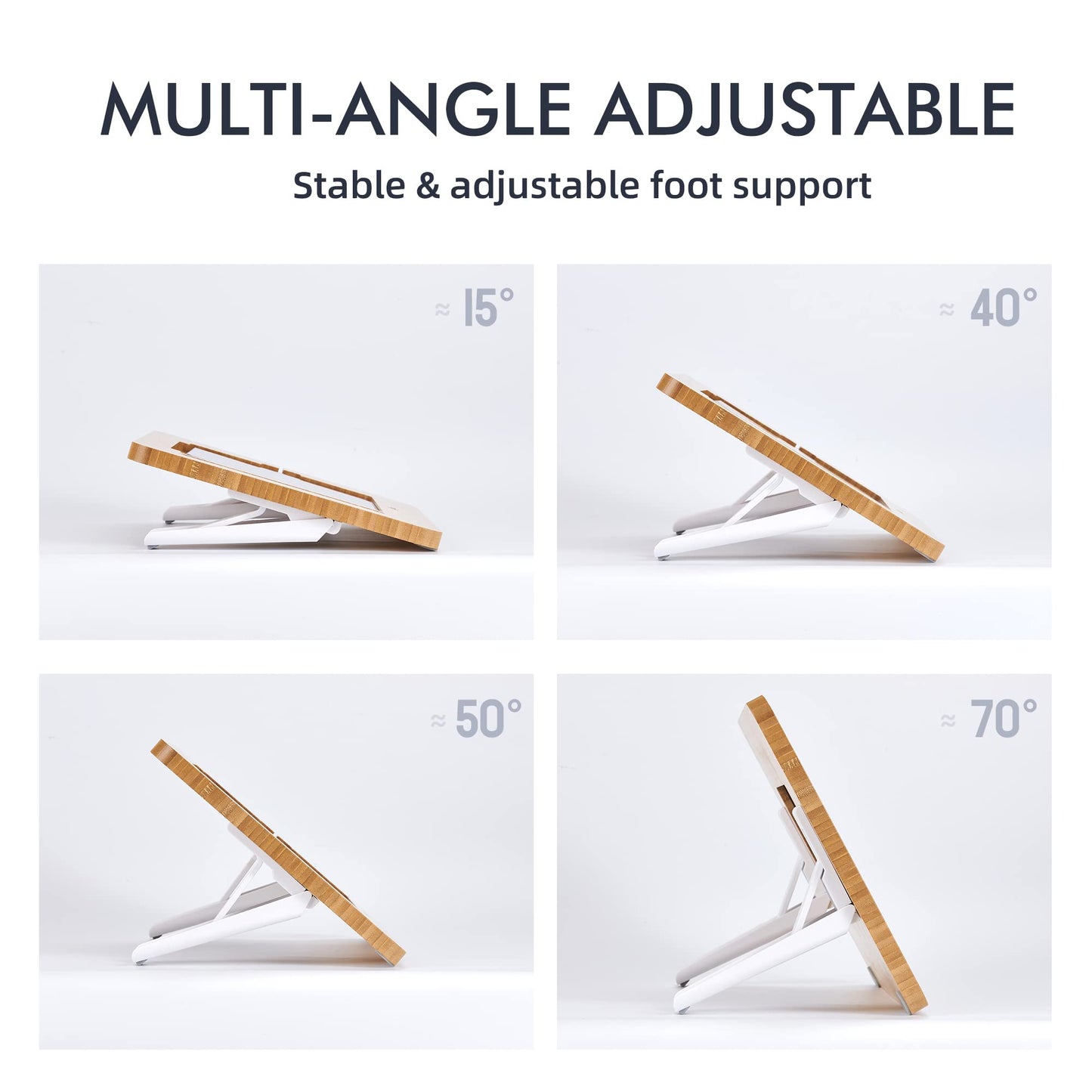 Aoiktye ELETIUO Adjustable Tablet Stand with Pencil&Charger Cable Slot,Bamboo Wooden Stand with Multiple Angles,Organizer Desktop Holder for Drawing,Compatible with ipads(Support to 9.7-11" Devices)