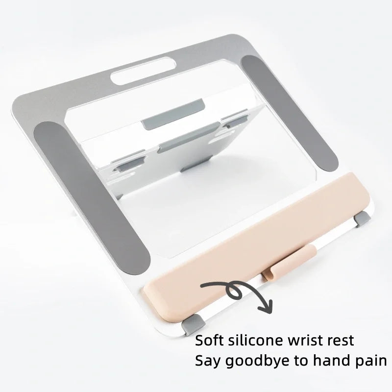 Aoiktye Suitable for iPad tablets within 13 inches, bracket with wrist rest aluminum alloy ipad, desktop bracket with adjustable angle and foldable