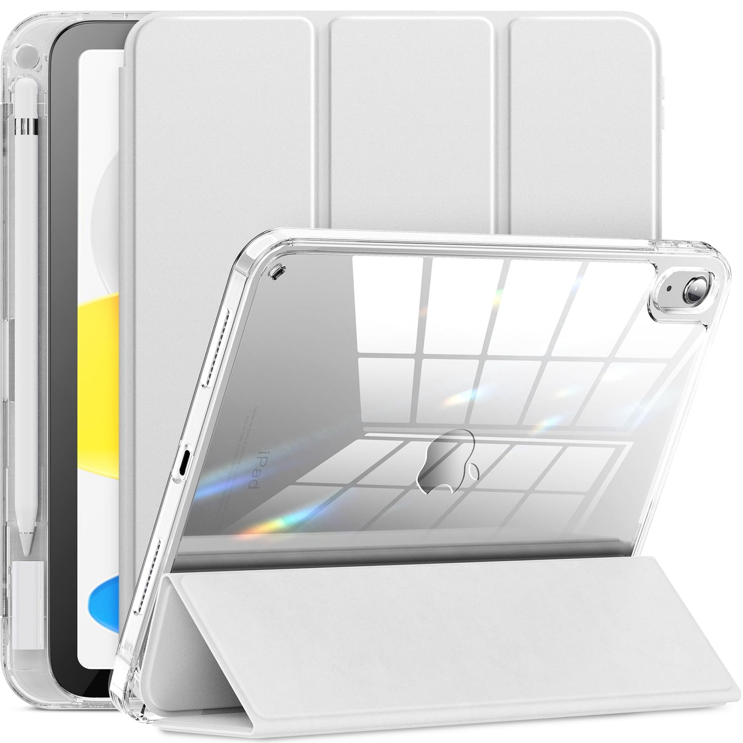 Aoiktye  INFILAND Compatible with iPad (A16) 11th Generation 11 Inch 2025 Case, iPad 10th Generation Case 2022 10.9 Inch 2022, Crystal Clear with Slot for Pencil & Charging Adapter, Silver