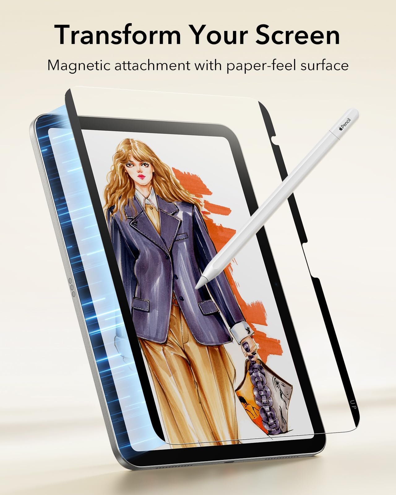 Aoiktye  ESR Paper-Feel Magnetic Screen Protector for iPad 11th/10th Generation A16 (11/10.9 Inch, 2025/2022), Write and Draw Like on Paper, Detachable and Reusable, Compatible with Tempered Film, Anti-Glare