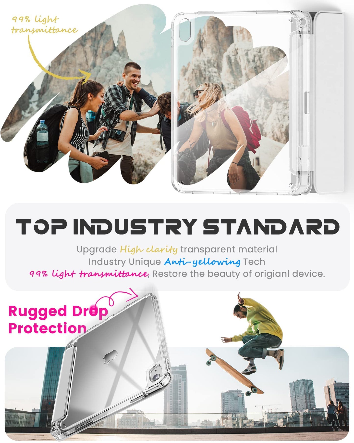 Aoiktye  INFILAND Compatible with iPad (A16) 11th Generation 11 Inch 2025 Case, iPad 10th Generation Case 2022 10.9 Inch 2022, Crystal Clear with Slot for Pencil & Charging Adapter, Silver