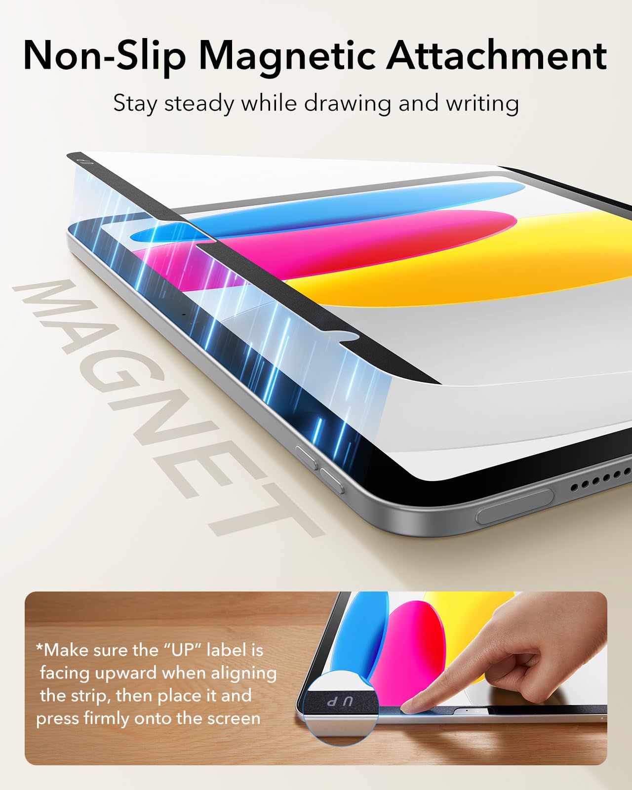 Aoiktye  ESR Paper-Feel Magnetic Screen Protector for iPad 11th/10th Generation A16 (11/10.9 Inch, 2025/2022), Write and Draw Like on Paper, Detachable and Reusable, Compatible with Tempered Film, Anti-Glare