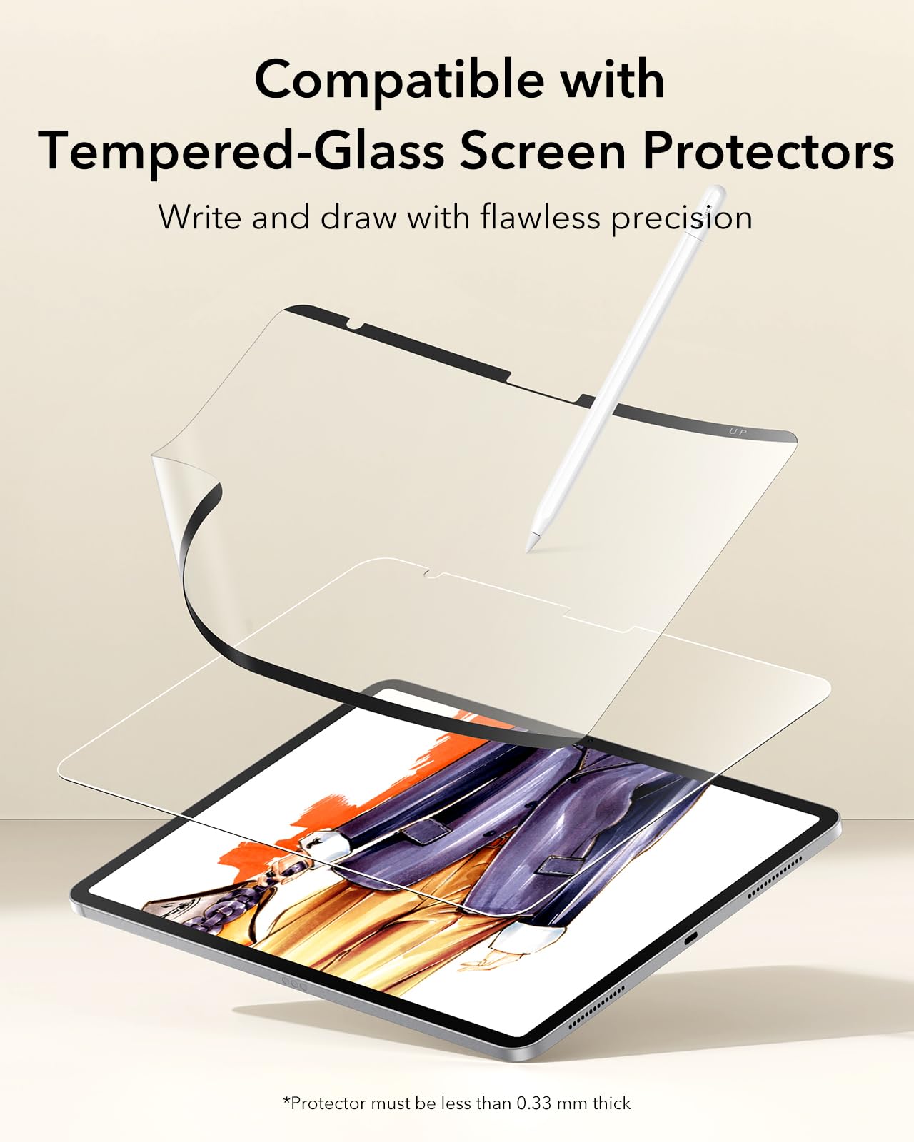Aoiktye  ESR Paper-Feel Magnetic Screen Protector for iPad 11th/10th Generation A16 (11/10.9 Inch, 2025/2022), Write and Draw Like on Paper, Detachable and Reusable, Compatible with Tempered Film, Anti-Glare