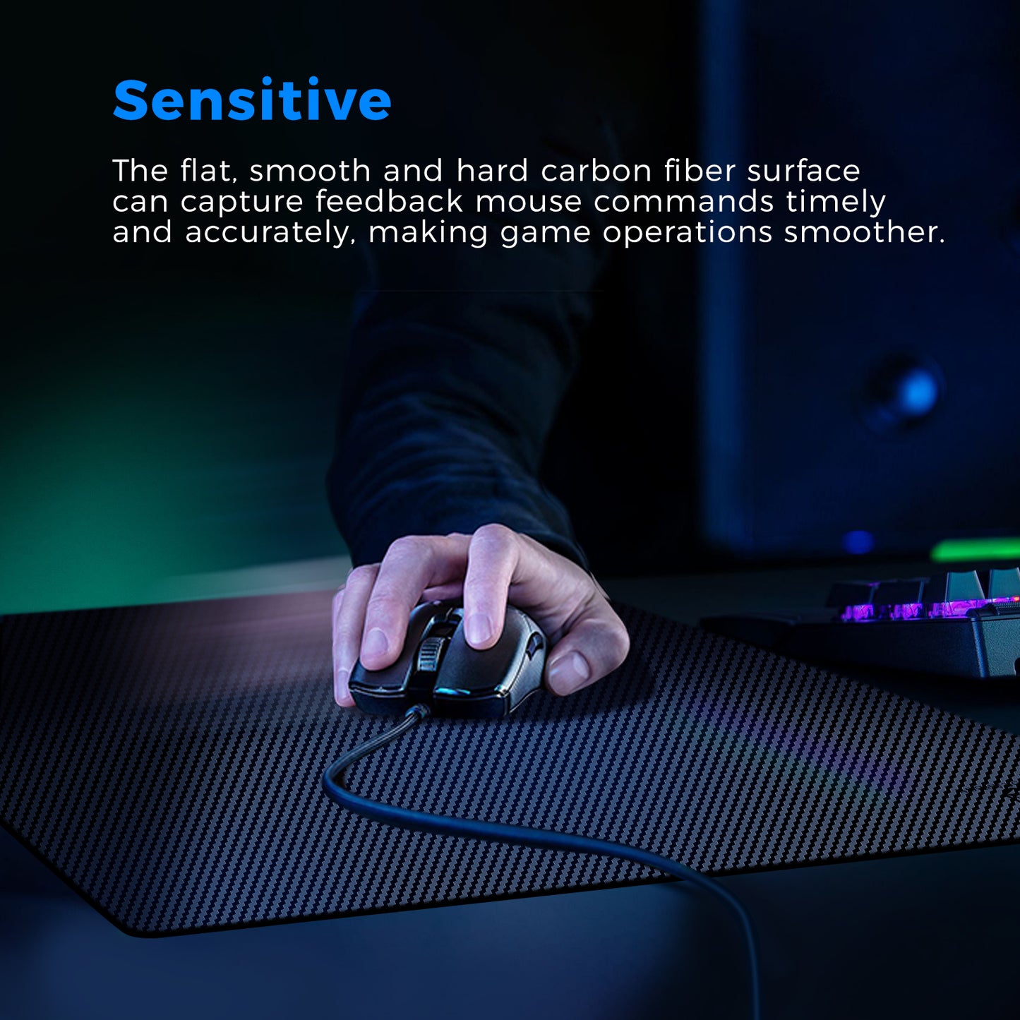 Handcrafted high-end carbon fiber extra-large mouse pad/desk mat, exclusively customized for geeks