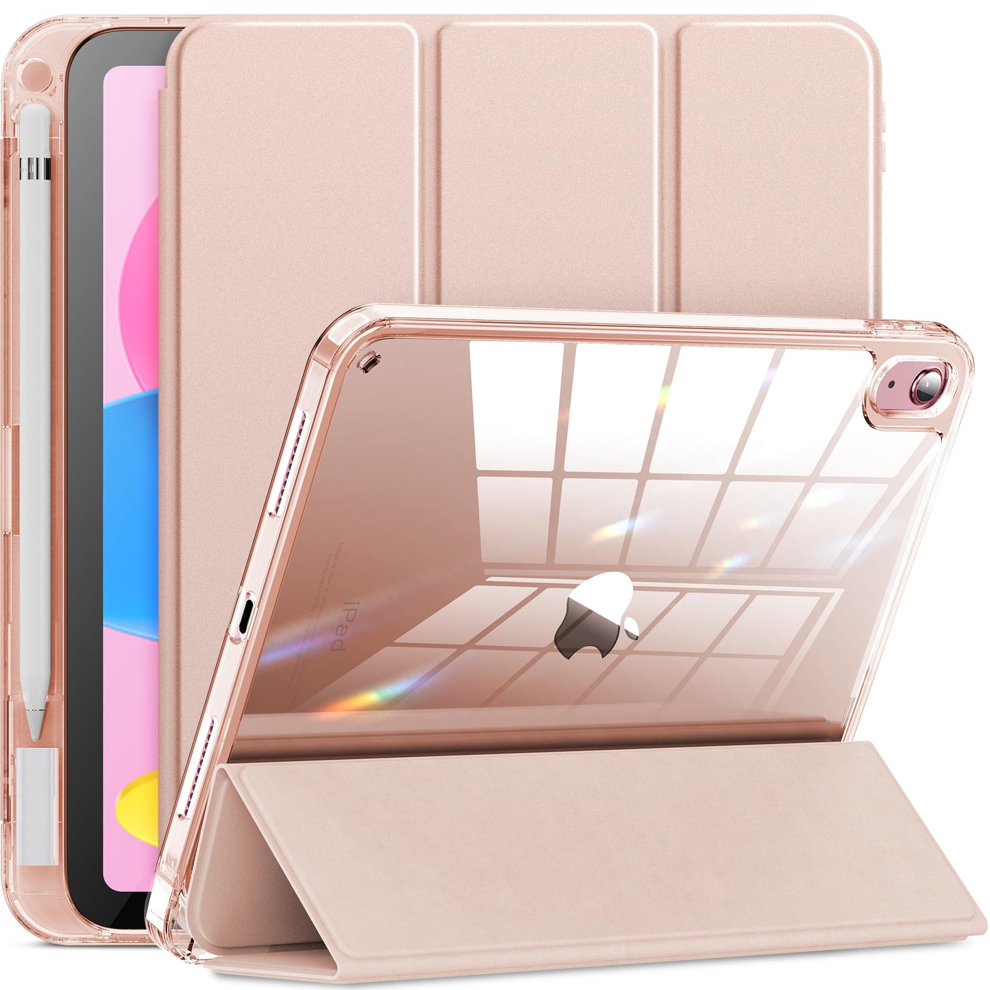 Aoiktye  INFILAND Compatible with iPad (A16) 11th Generation 11 Inch 2025 Case, iPad 10th Generation Case 2022 10.9 Inch 2022, Crystal Clear with Slot for Pencil & Charging Adapter, Silver