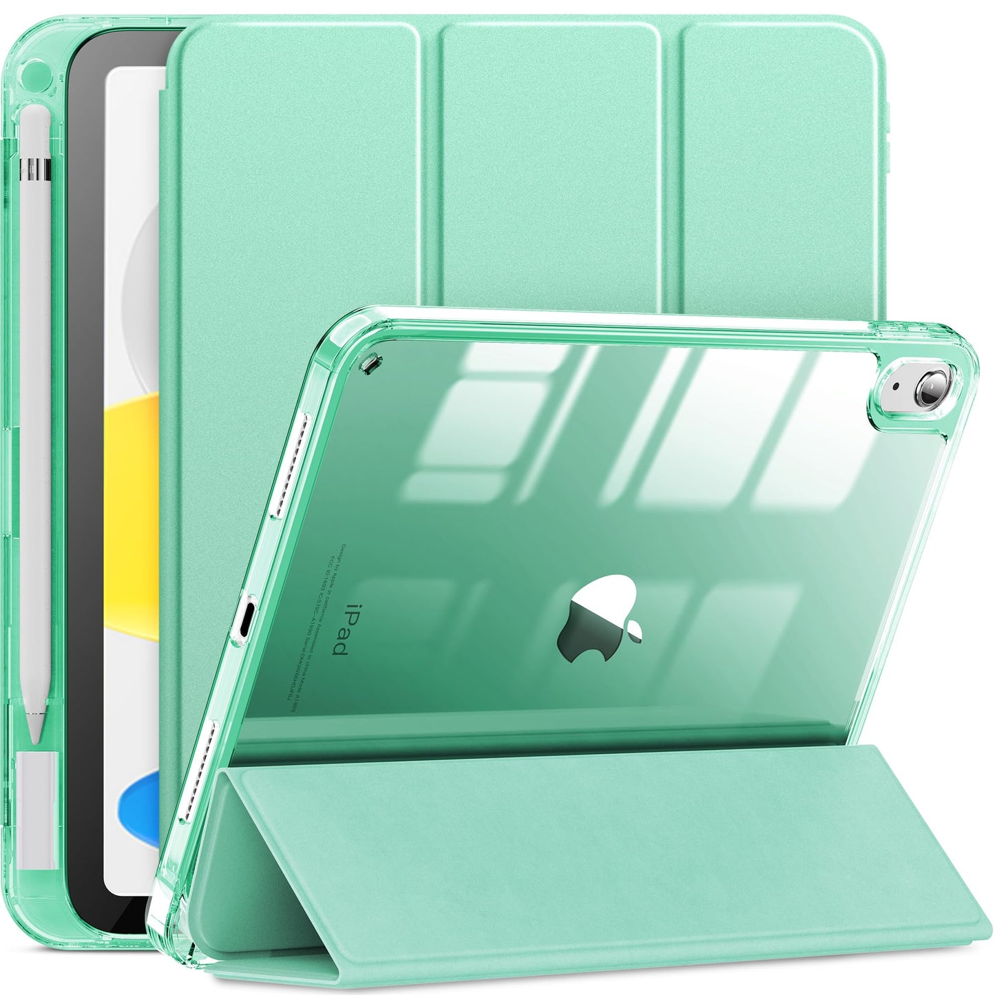 Aoiktye  INFILAND Compatible with iPad (A16) 11th Generation 11 Inch 2025 Case, iPad 10th Generation Case 2022 10.9 Inch 2022, Crystal Clear with Slot for Pencil & Charging Adapter, Silver