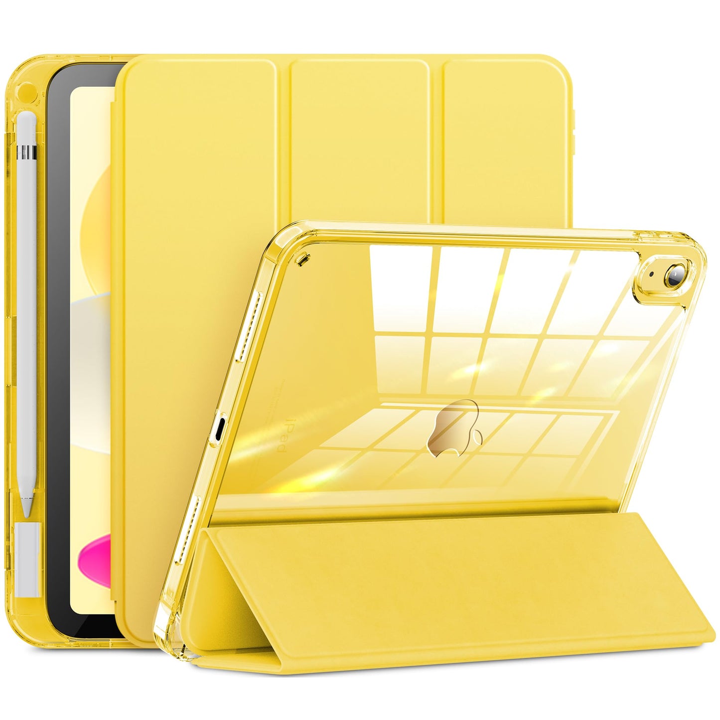 Aoiktye  INFILAND Compatible with iPad (A16) 11th Generation 11 Inch 2025 Case, iPad 10th Generation Case 2022 10.9 Inch 2022, Crystal Clear with Slot for Pencil & Charging Adapter, Silver