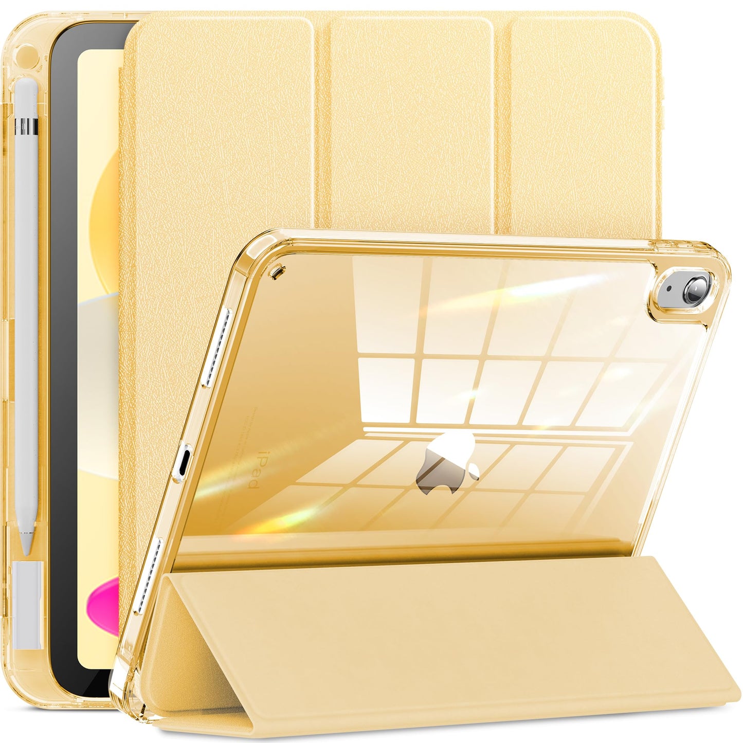 Aoiktye  INFILAND Compatible with iPad (A16) 11th Generation 11 Inch 2025 Case, iPad 10th Generation Case 2022 10.9 Inch 2022, Crystal Clear with Slot for Pencil & Charging Adapter, Silver