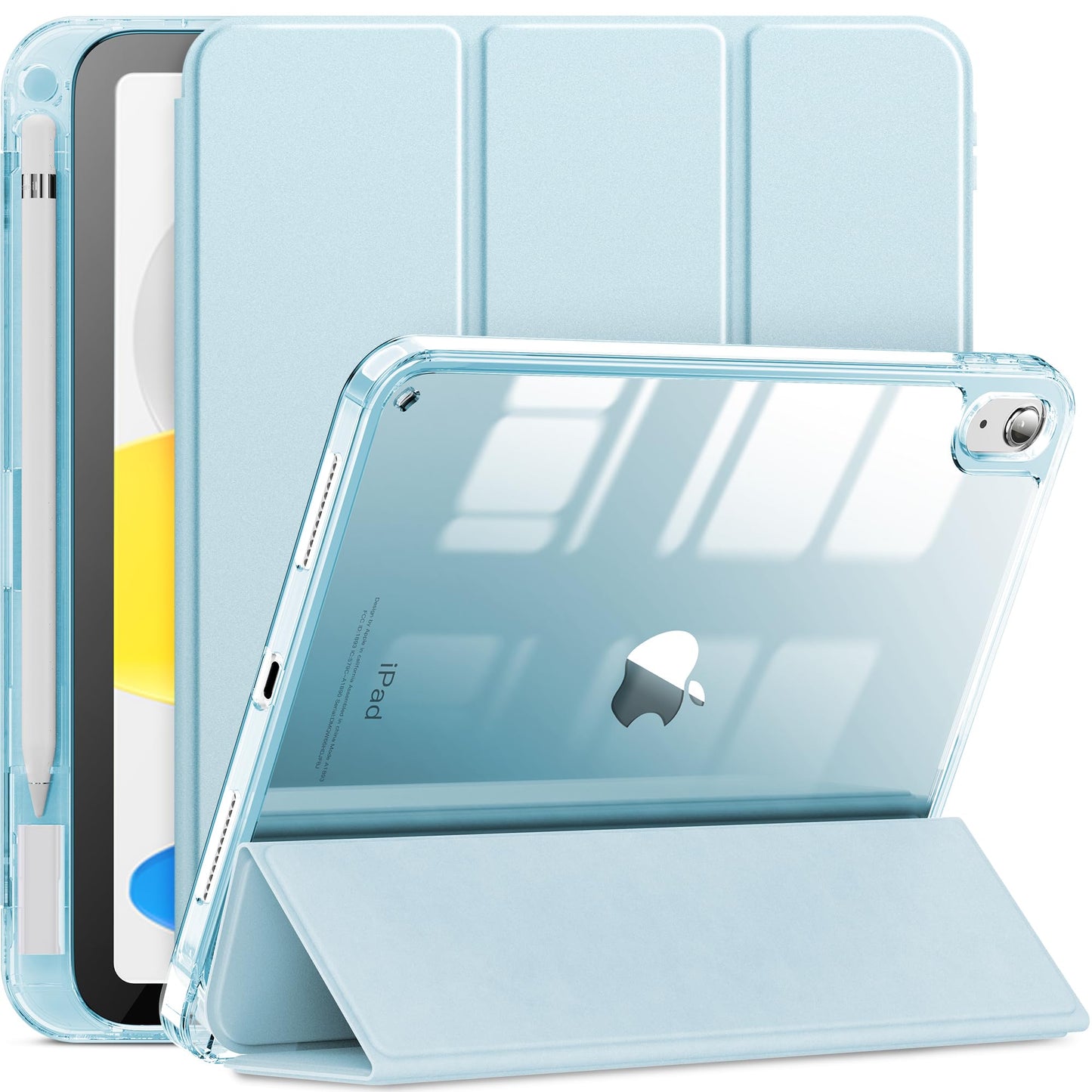 Aoiktye  INFILAND Compatible with iPad (A16) 11th Generation 11 Inch 2025 Case, iPad 10th Generation Case 2022 10.9 Inch 2022, Crystal Clear with Slot for Pencil & Charging Adapter, Silver