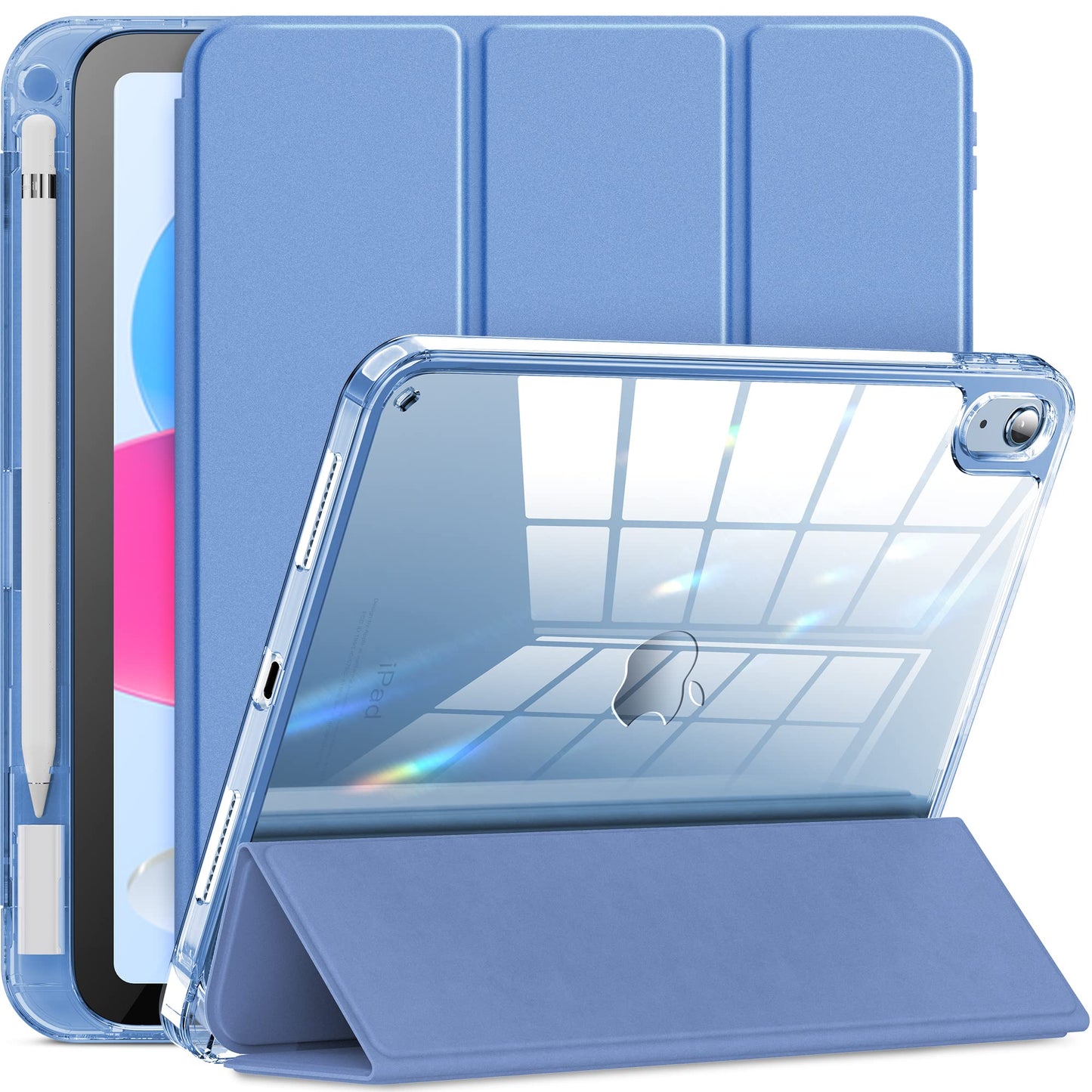 Aoiktye  INFILAND Compatible with iPad (A16) 11th Generation 11 Inch 2025 Case, iPad 10th Generation Case 2022 10.9 Inch 2022, Crystal Clear with Slot for Pencil & Charging Adapter, Silver