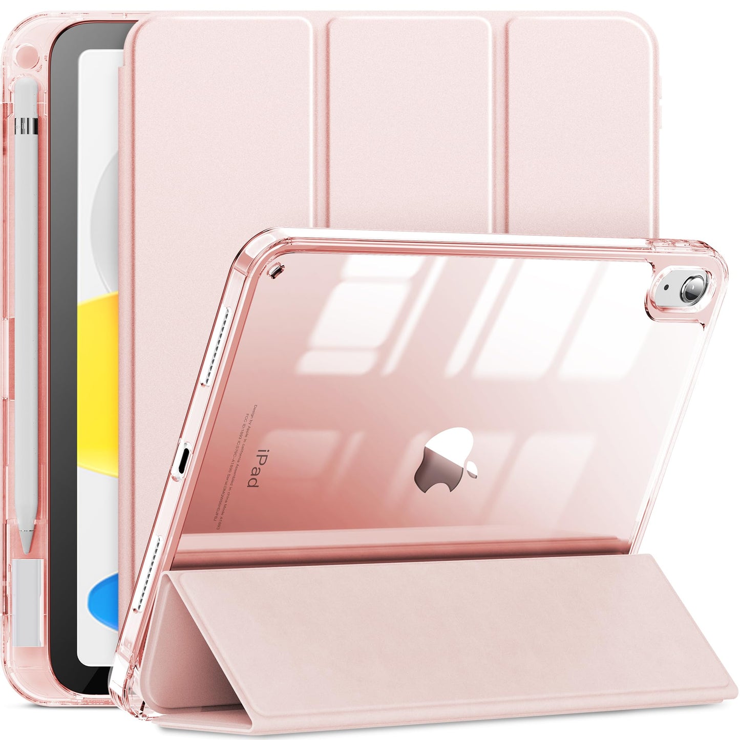 Aoiktye  INFILAND Compatible with iPad (A16) 11th Generation 11 Inch 2025 Case, iPad 10th Generation Case 2022 10.9 Inch 2022, Crystal Clear with Slot for Pencil & Charging Adapter, Silver