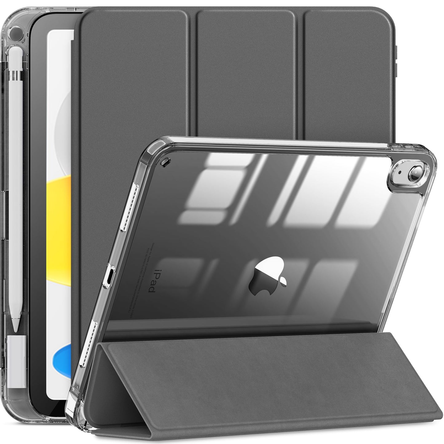 Aoiktye  INFILAND Compatible with iPad (A16) 11th Generation 11 Inch 2025 Case, iPad 10th Generation Case 2022 10.9 Inch 2022, Crystal Clear with Slot for Pencil & Charging Adapter, Silver